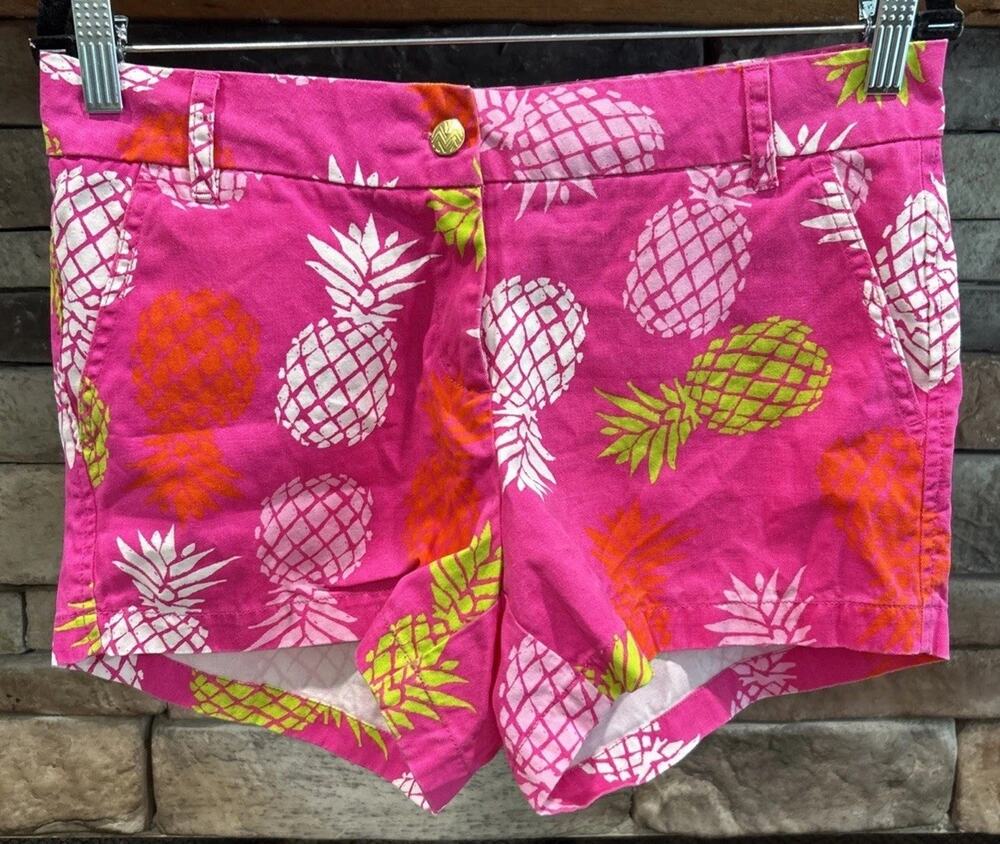 Women’s MACBETH COLLECTION Margaret Josephs Pink Pineapples Shorts Size M *A12